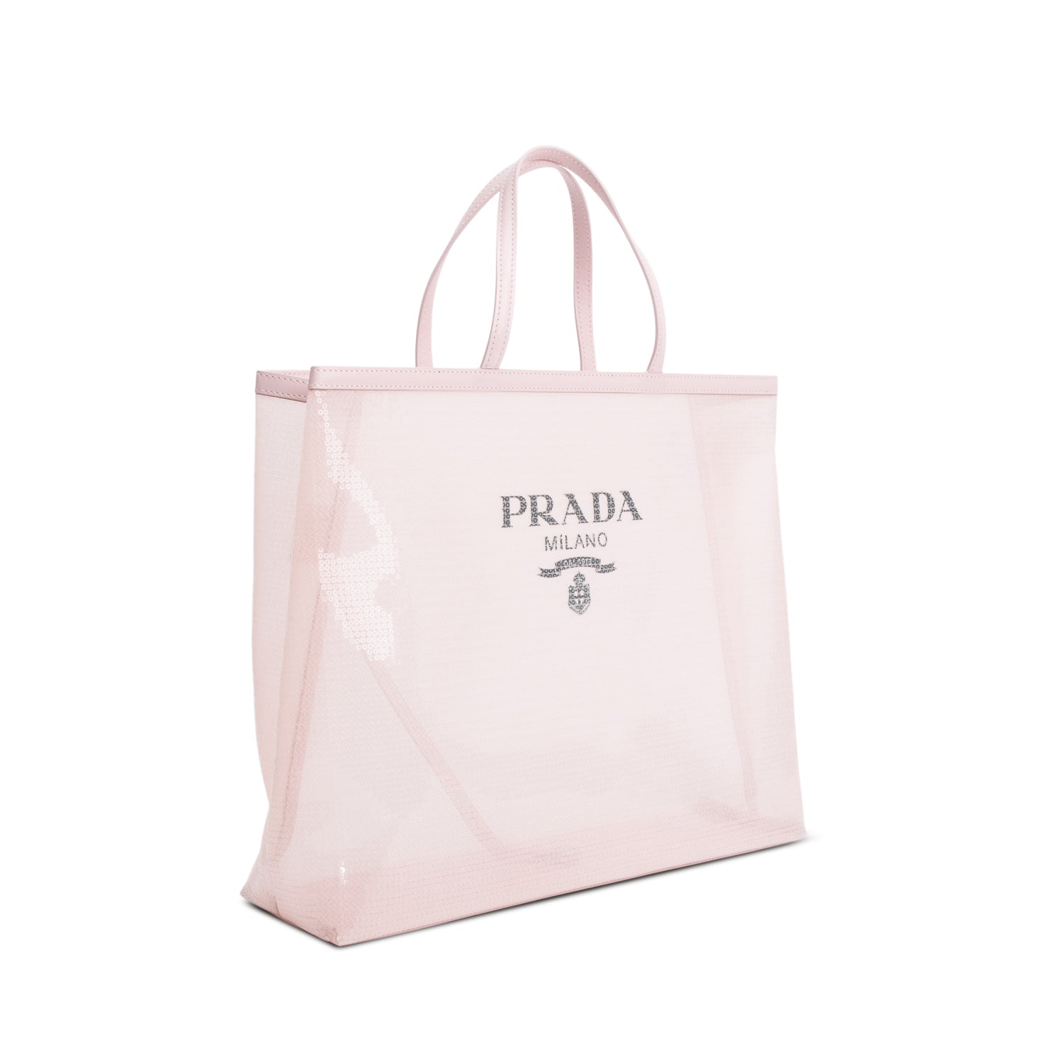 Prada Sequin Mesh Tote Bag Pink Large