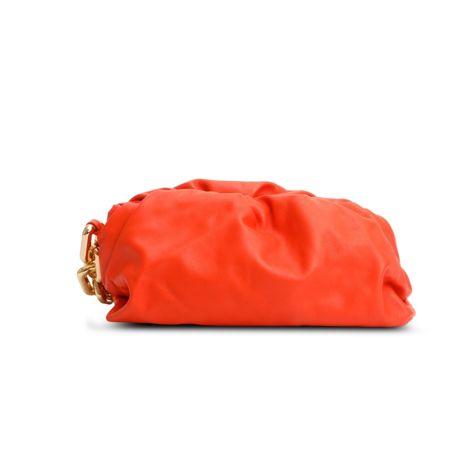 Bottega Veneta Orange Nappa The Pouch Travel Bag Leather Chain