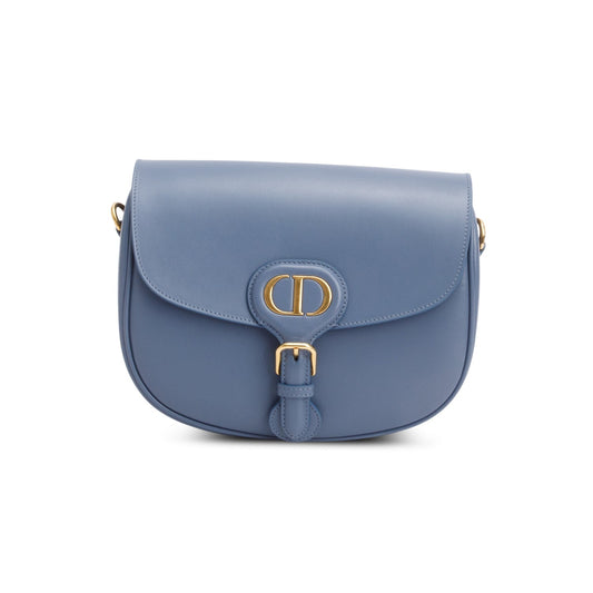 Dior Christian Box Calfskin Bobby Bag Blue Medium Travel Bag