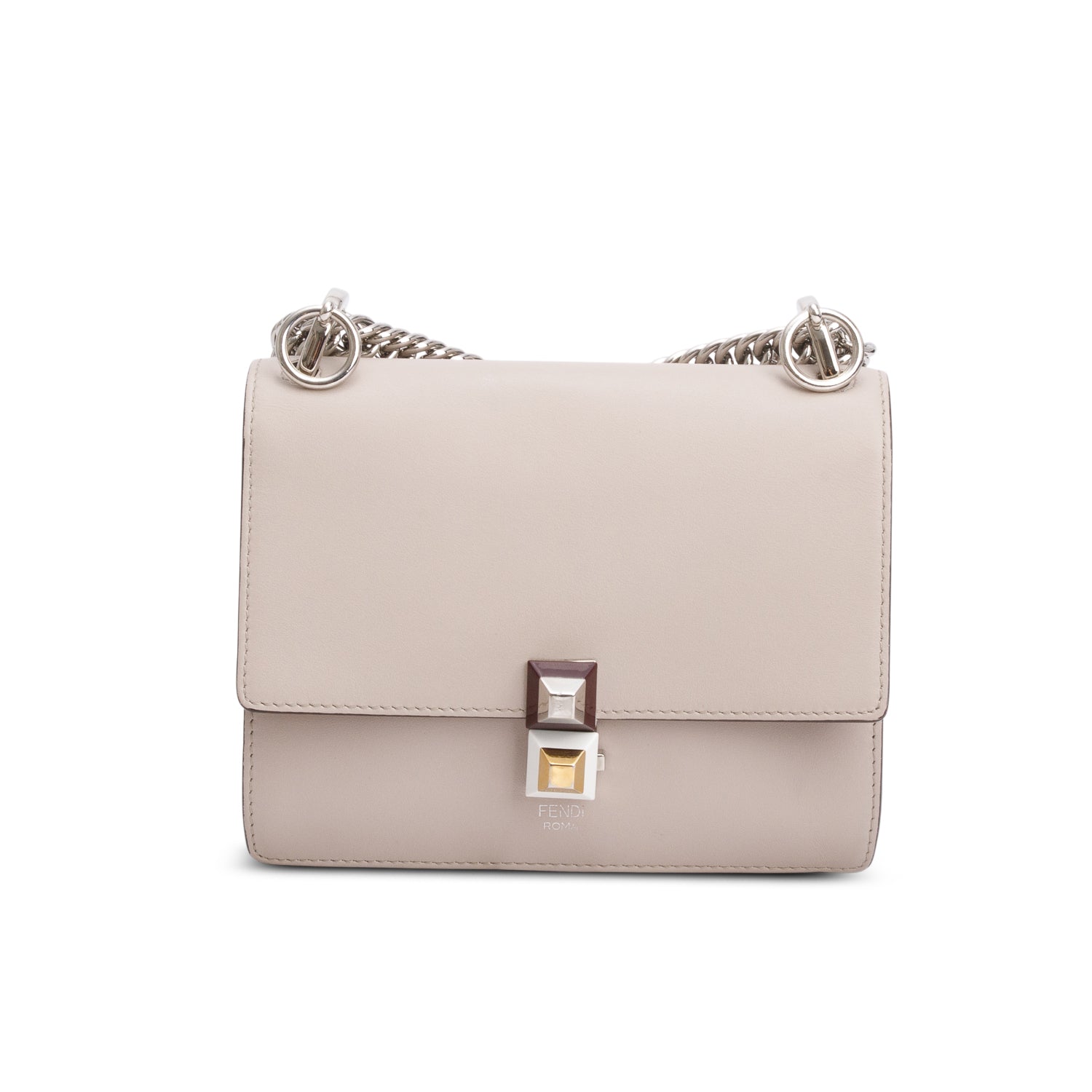 Fendi Calfskin Kan Shoulder Bag Leather Pink