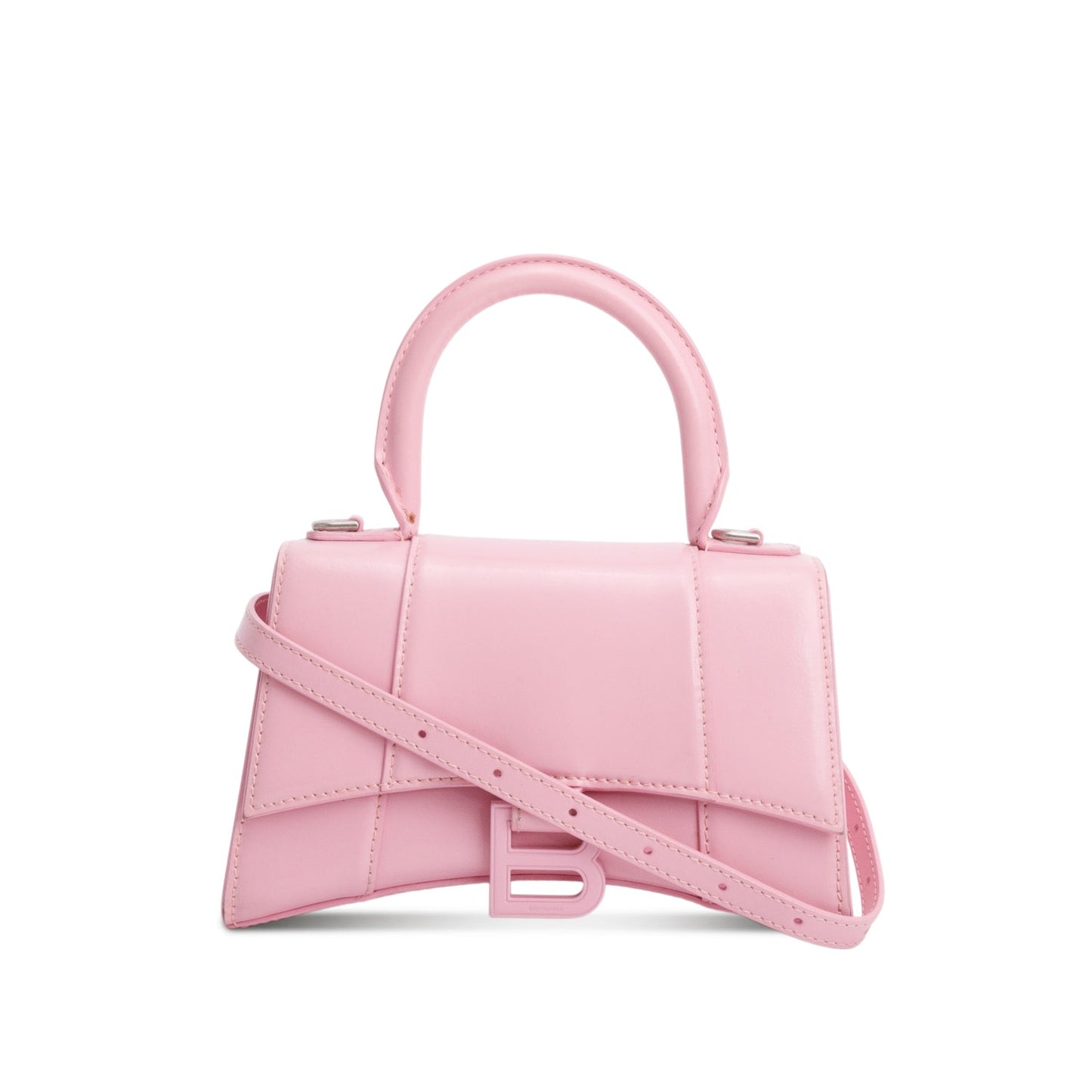 Balenciaga Shiny Box Calfskin Xs Hourglass Top Handle Leather Pink Travel Bag