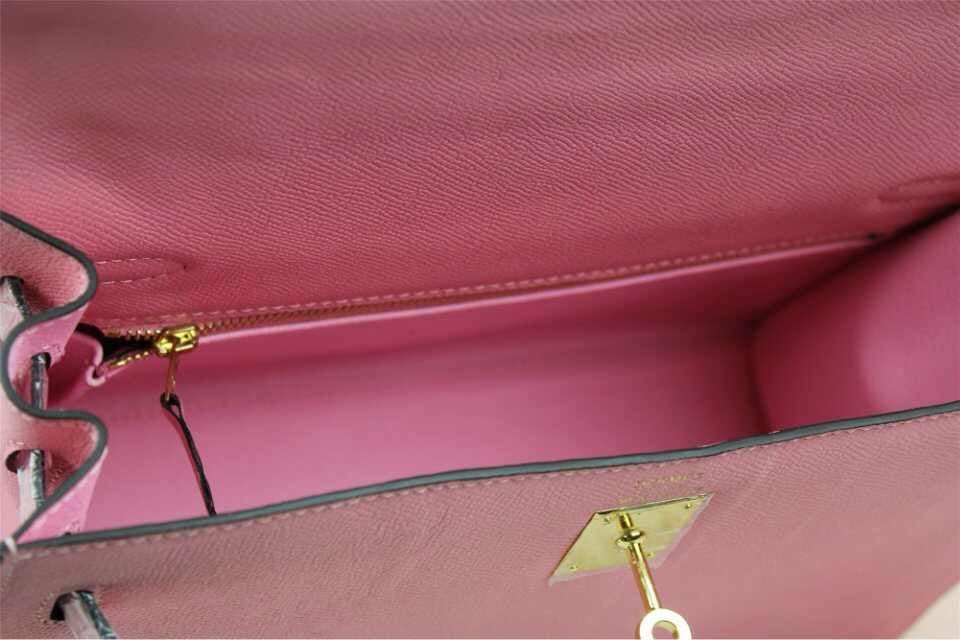 Hermes Luxury Kelly Cm Epsom Handbag Leather Pink Travel Bag Handbag Pink