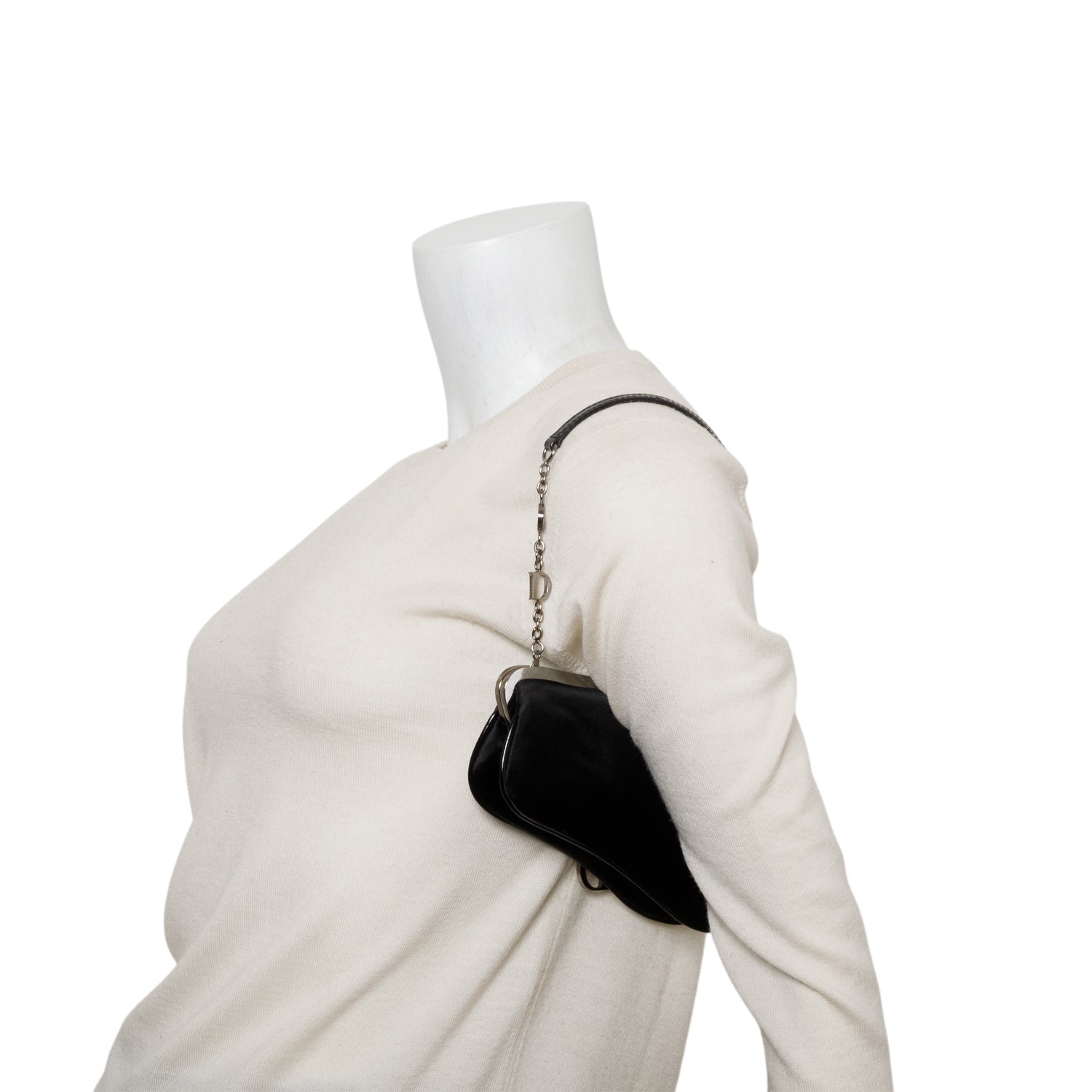 Dior Christian Saddle Frame Bag Satin Black Travel Bag