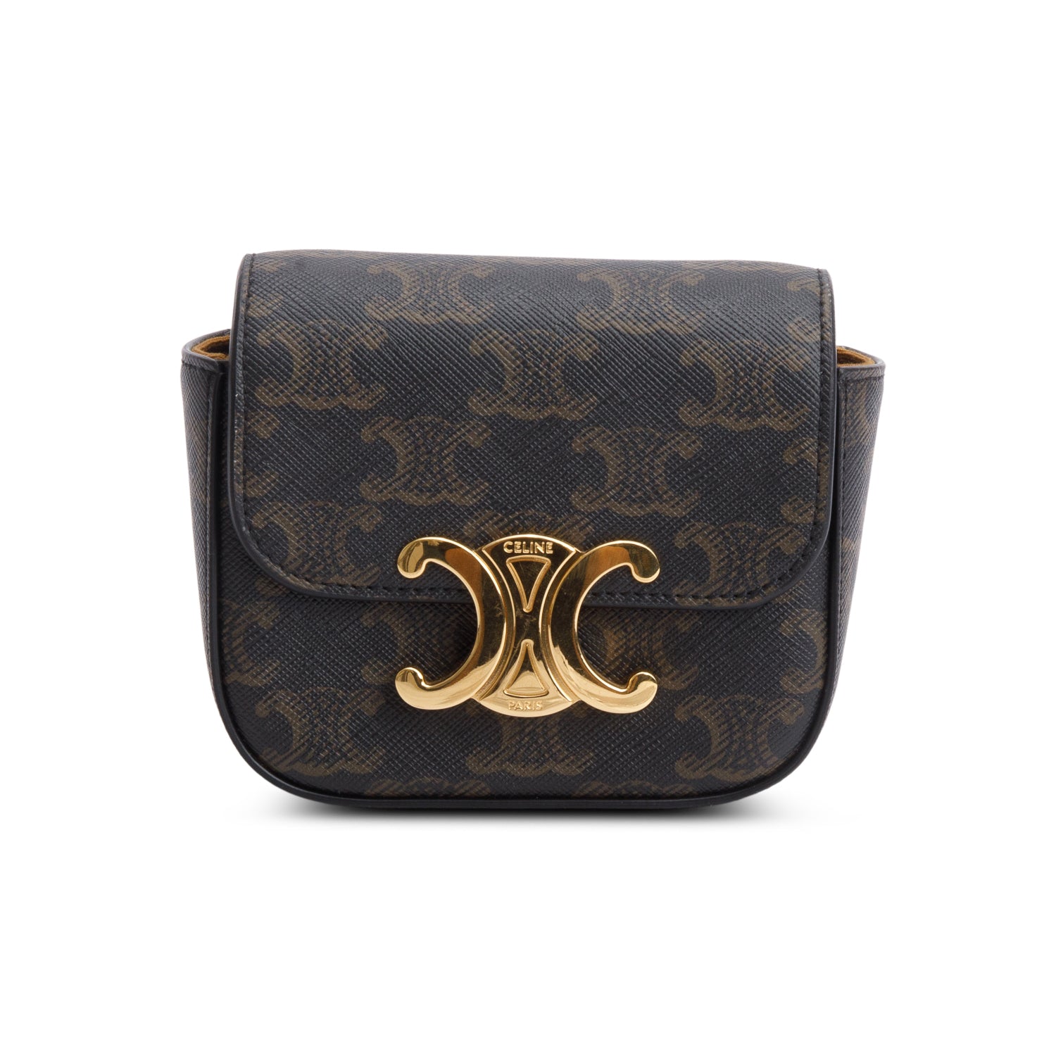 Celine Triomphe Calfskin Claude Handbag Canvas Mini Travel Bag