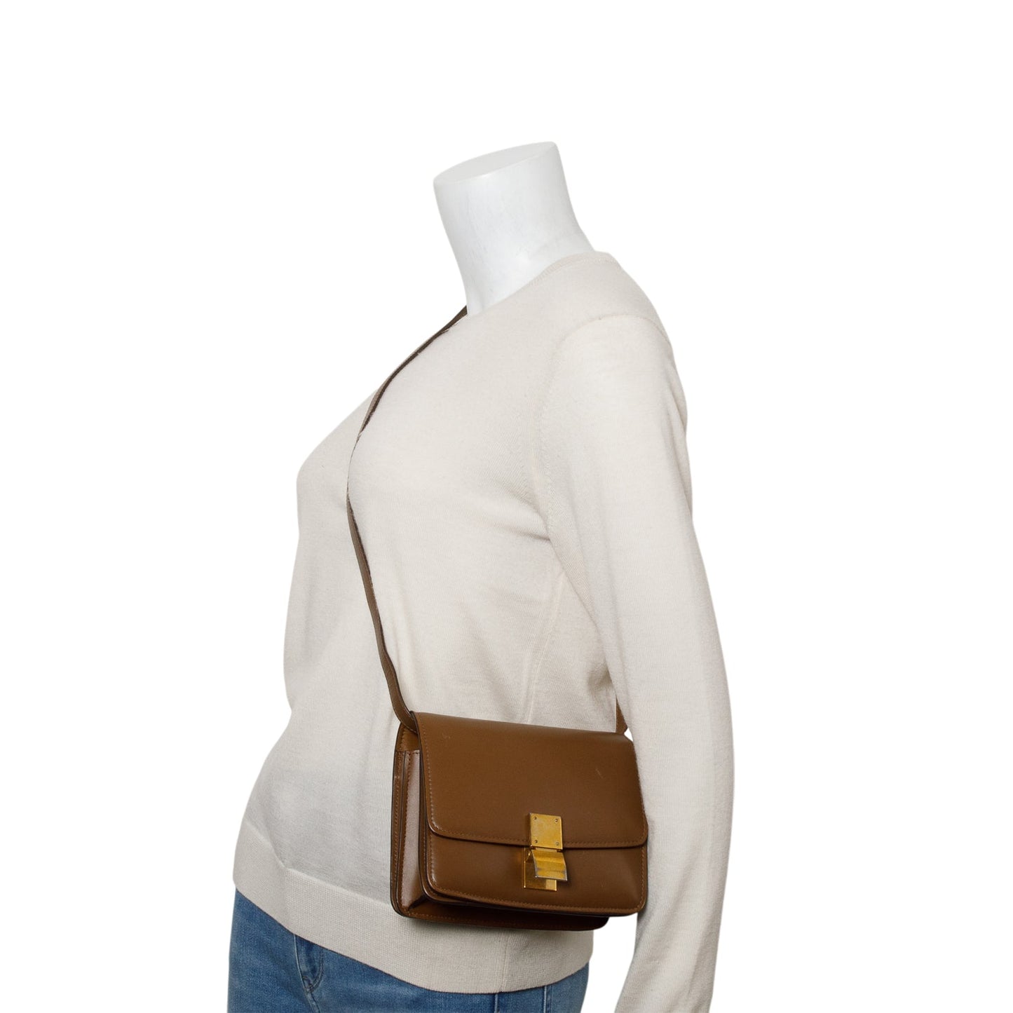 Celine Smooth Calfskin Classic Box Bag Brown Small Travel Bag