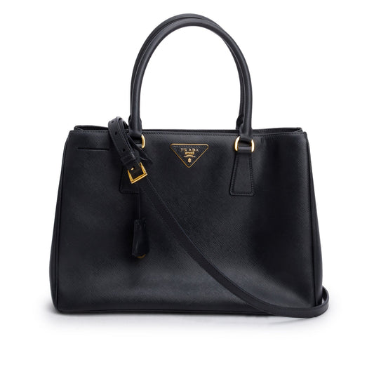 Prada Saffiano Lux Galleria Tote Handbag Black Medium Tote Bag