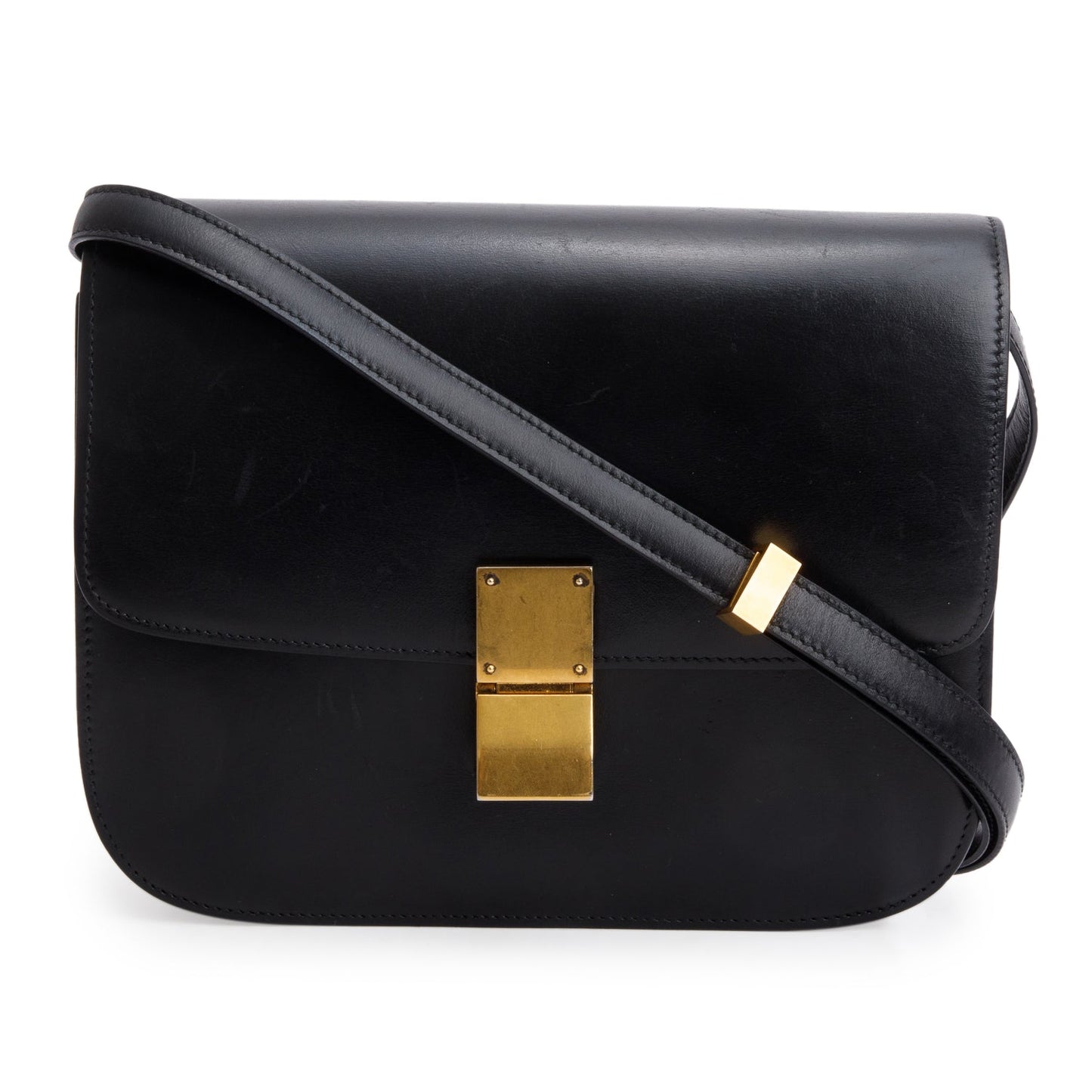 Celine Box Calfskin Classic Box Bag Black Medium Travel Bag