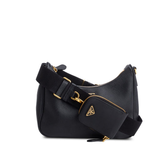 Prada Saffiano Re Edition Shoulder Bag Leather Black