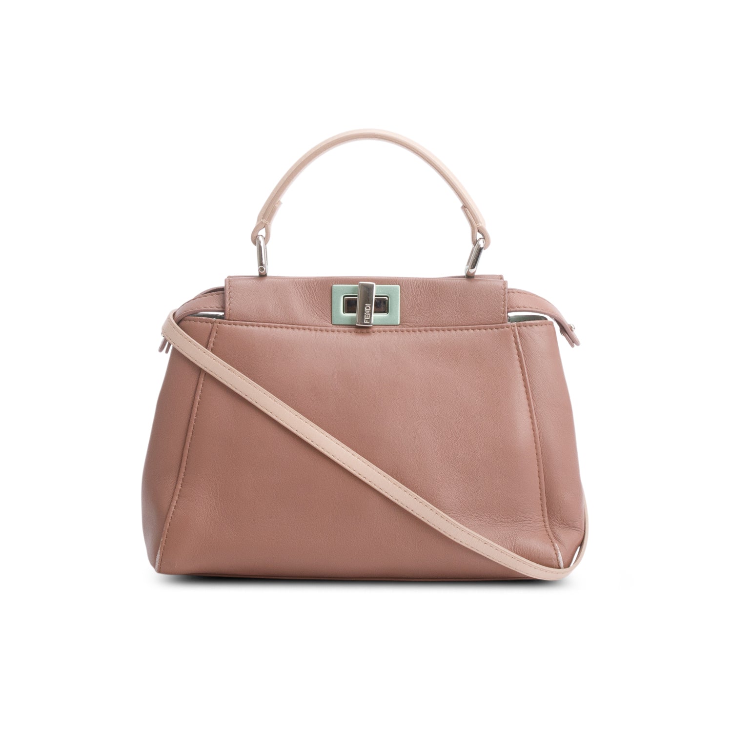 Fendi Nappa Colorblock Peekaboo Iconic Satchel Leather Pink Travel Bag