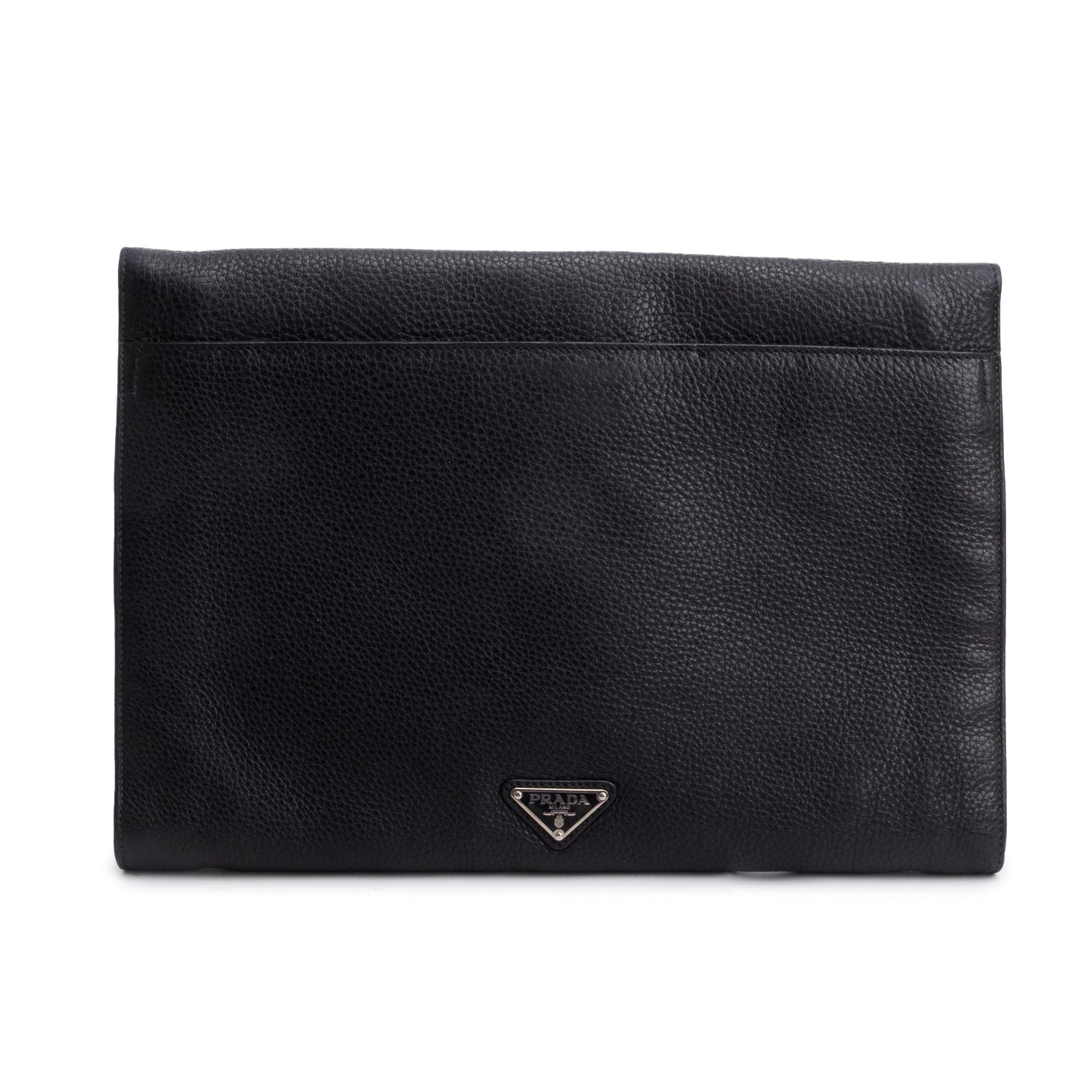 Prada Vitello Daino Document Clutch Handbag Black Clutch Bag