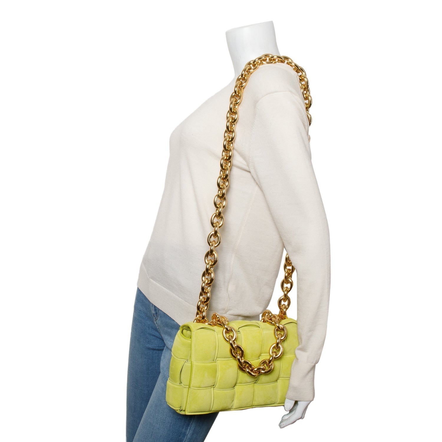 Bottega Veneta Padded Maxi Chain Cassette Bag Leather Suede Travel Bag