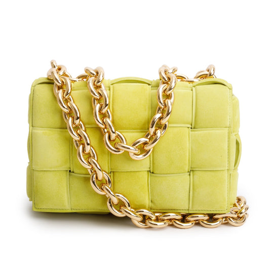 Bottega Veneta Padded Maxi Chain Cassette Bag Leather Suede Travel Bag