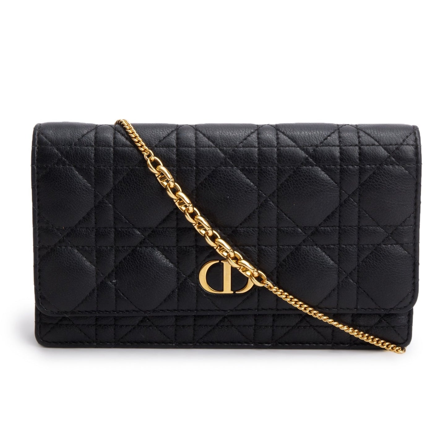 Dior Christian Supple Calfskin Caro Pouch Handbag Black Travel Bag