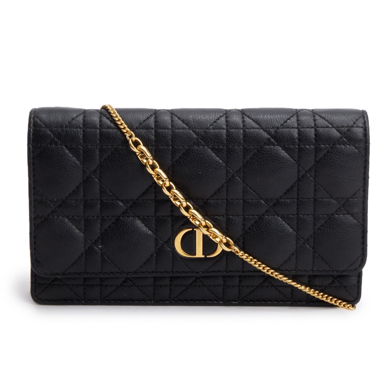 Dior Christian Supple Calfskin Caro Pouch Handbag Black Travel Bag