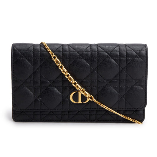 Dior Christian Supple Calfskin Caro Pouch Handbag Black Travel Bag