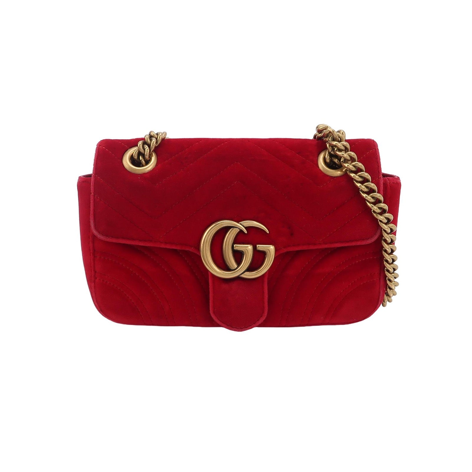 Gucci Marmont Velvet Red Mini Flap Travel Bag Handbag 1