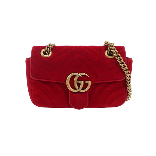 Gucci Marmont Velvet Red Mini Flap Travel Bag Handbag 1