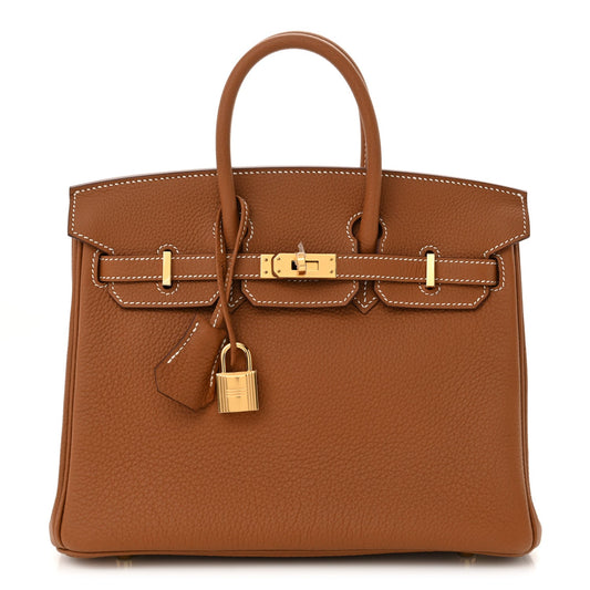 Hermes Togo Birkin Handbag Gold Travel Bag 25 Gold 1734258