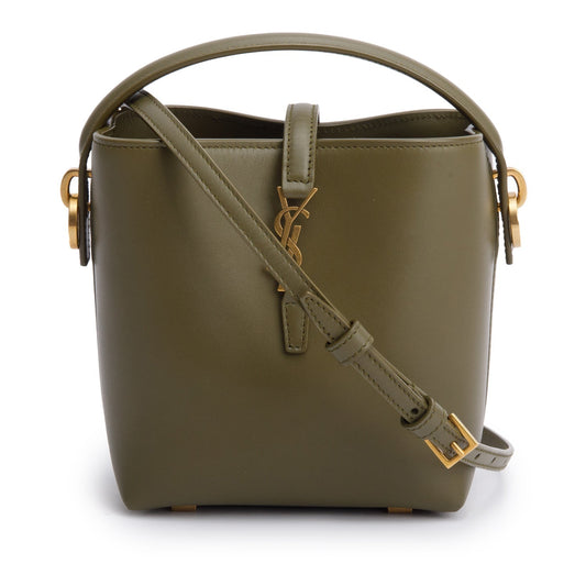 YSL Saint Laurent Olive Shiny Calfskin Le Bag Mini Bucket Bucket Bag