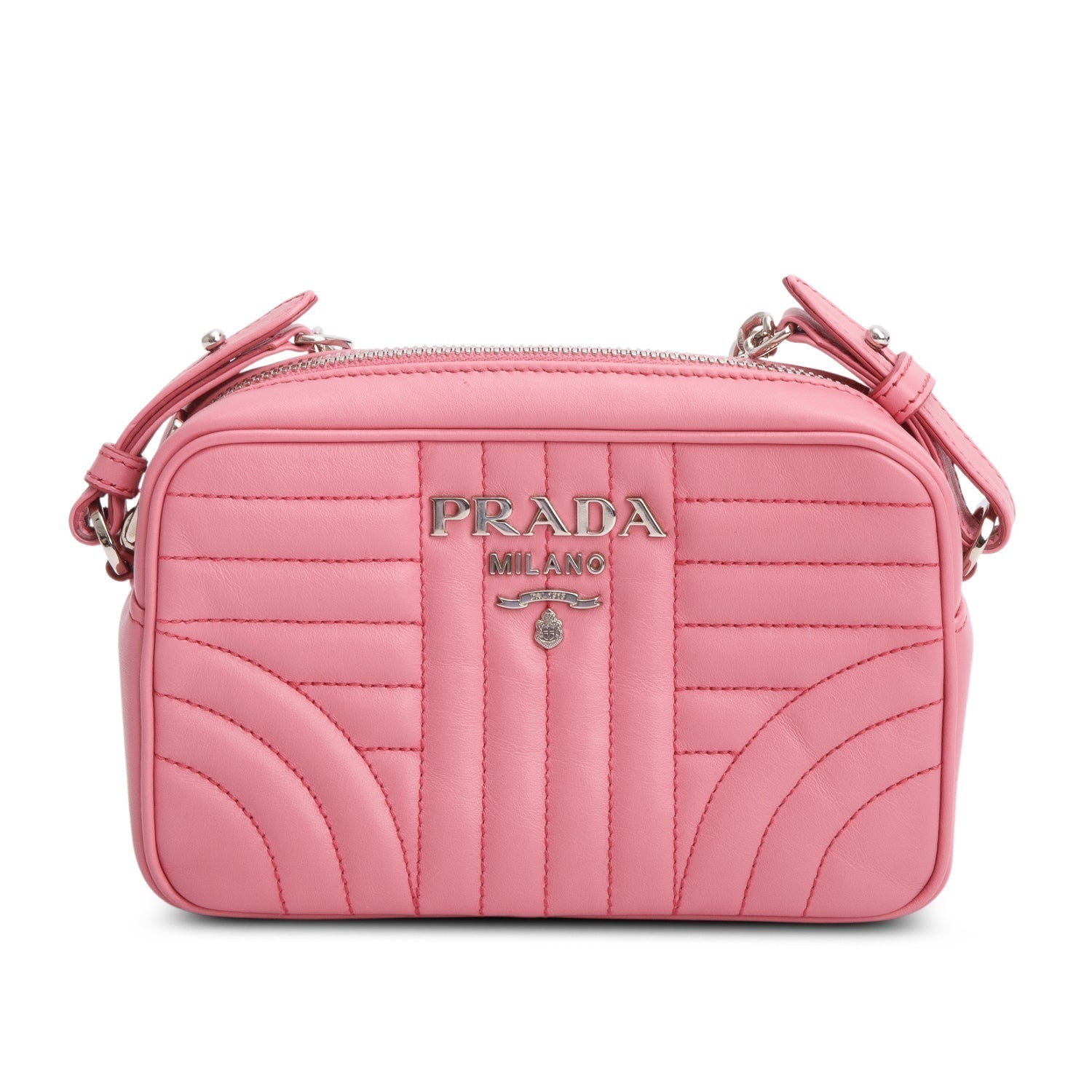 Prada Soft Calfskin Diagramme Camera Bag Pink Travel Bag