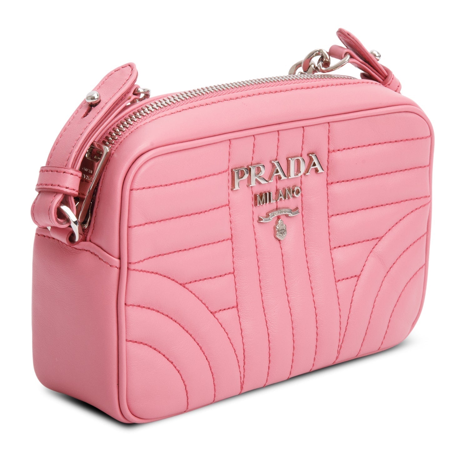 Prada Soft Calfskin Diagramme Camera Bag Pink Travel Bag