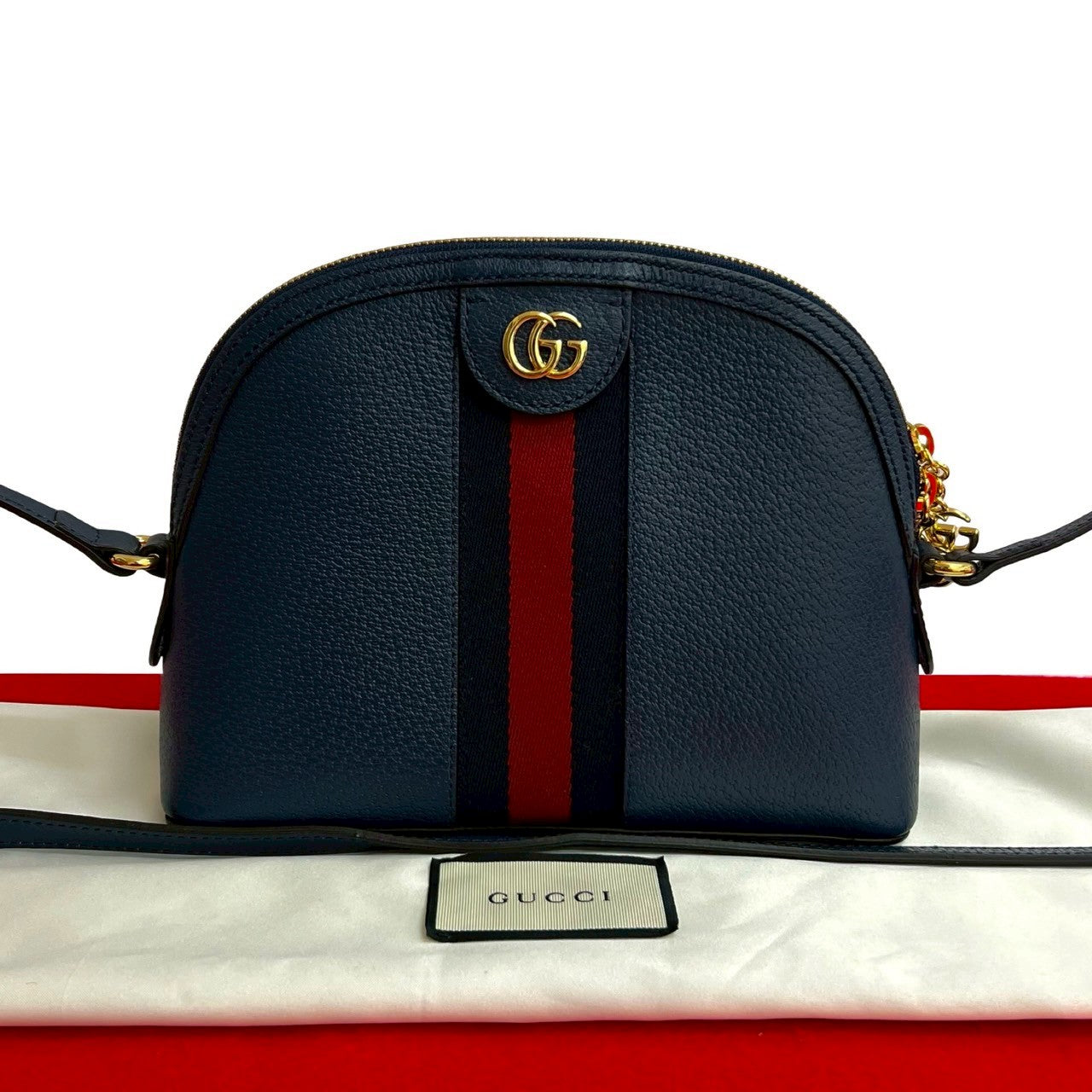 Gucci Sherry line Ofidia Leather Navy Shoulder Bag