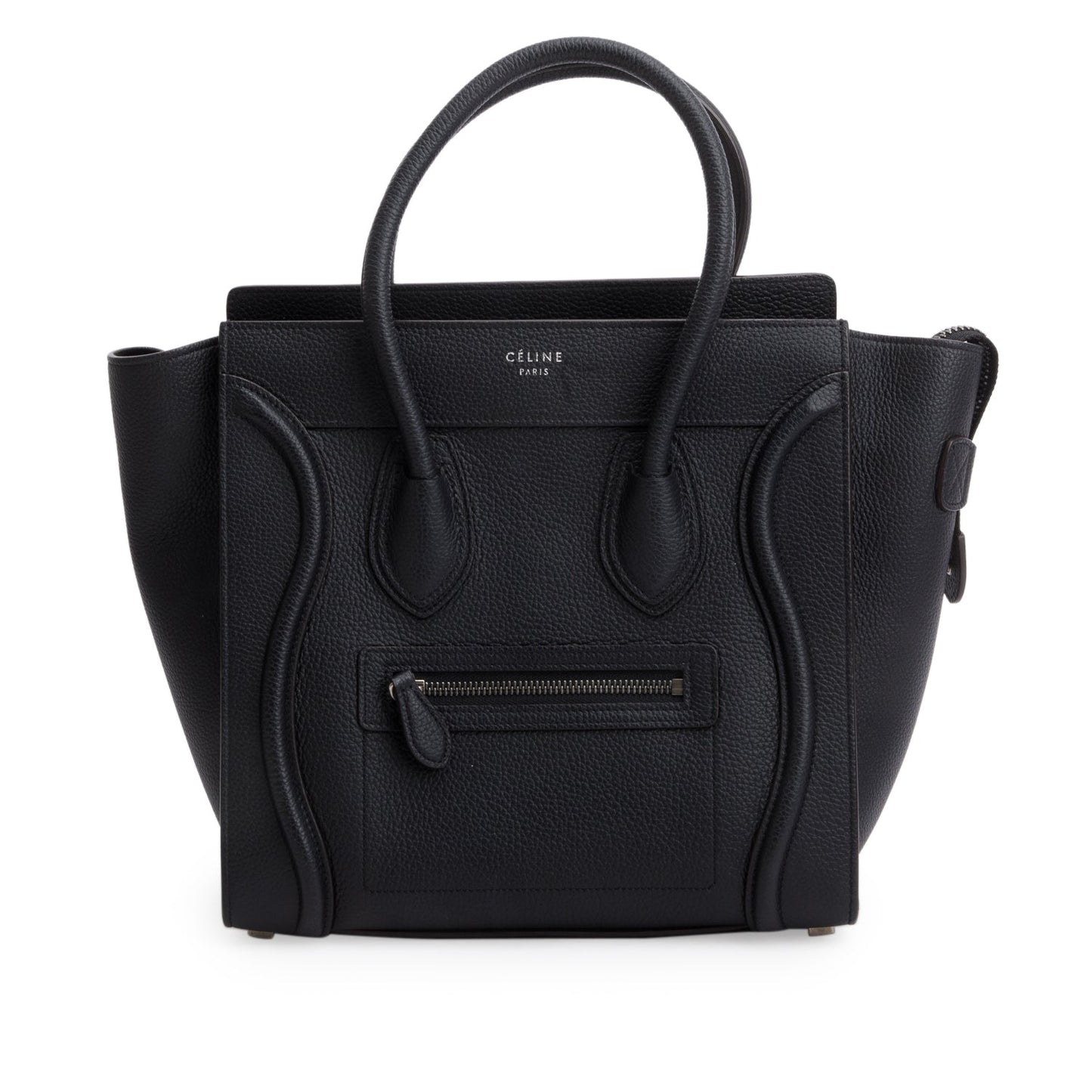 Celine Calfskin Micro Luggage Tote Handbag Leather Black Tote Bag