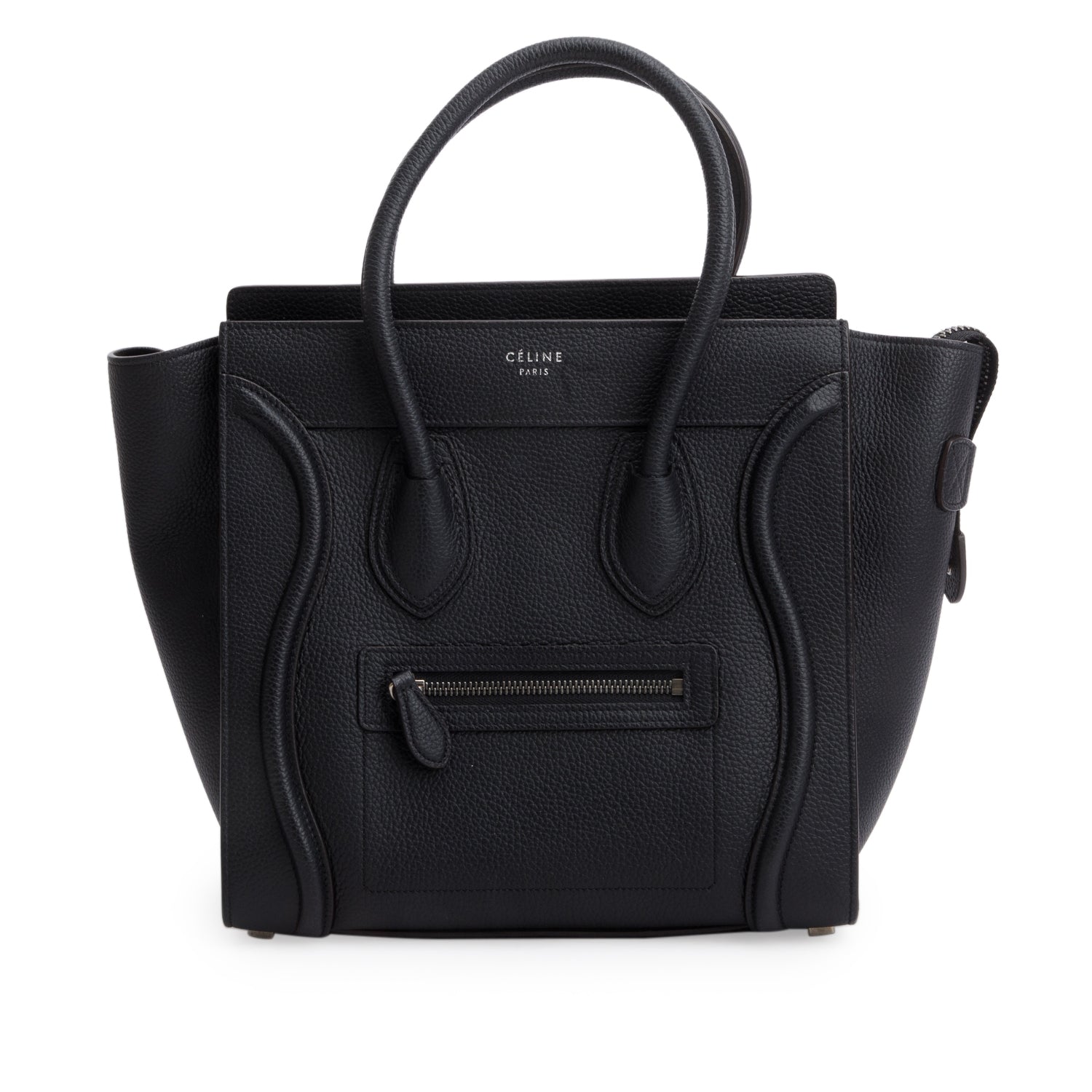 Celine Calfskin Micro Luggage Tote Handbag Leather Black Tote Bag