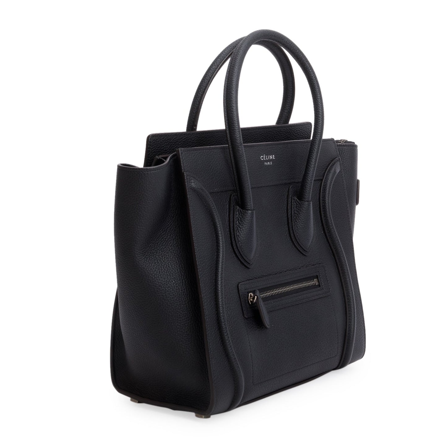 Celine Calfskin Micro Luggage Tote Handbag Leather Black Tote Bag
