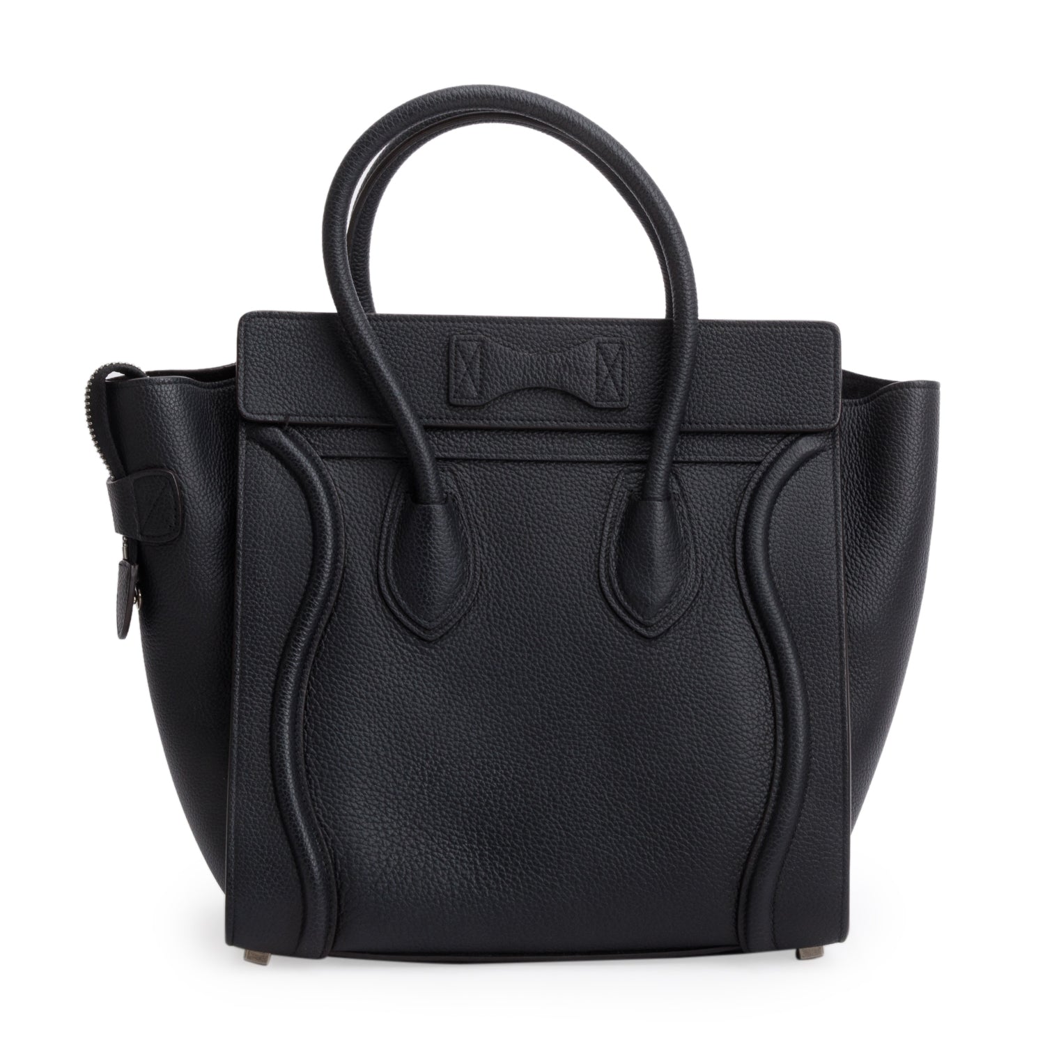 Celine Calfskin Micro Luggage Tote Handbag Leather Black Tote Bag