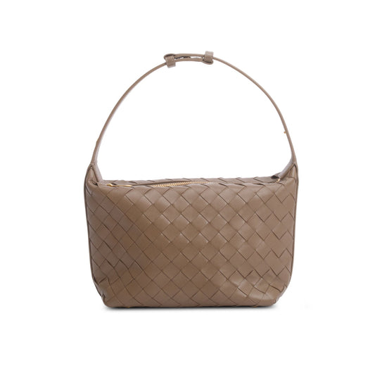 Bottega Veneta Calfskin Nappa Intrecciato Wallace Travel Bag Brown Mini