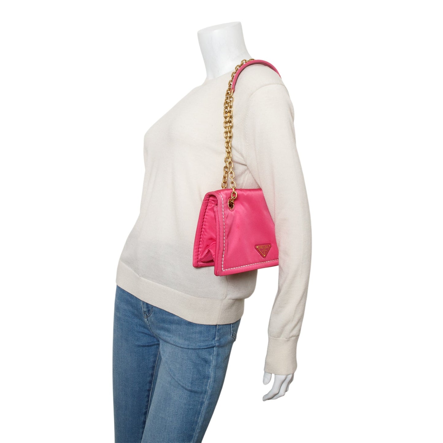 Prada Tessuto Flap Shoulder Bag Nylon Pink