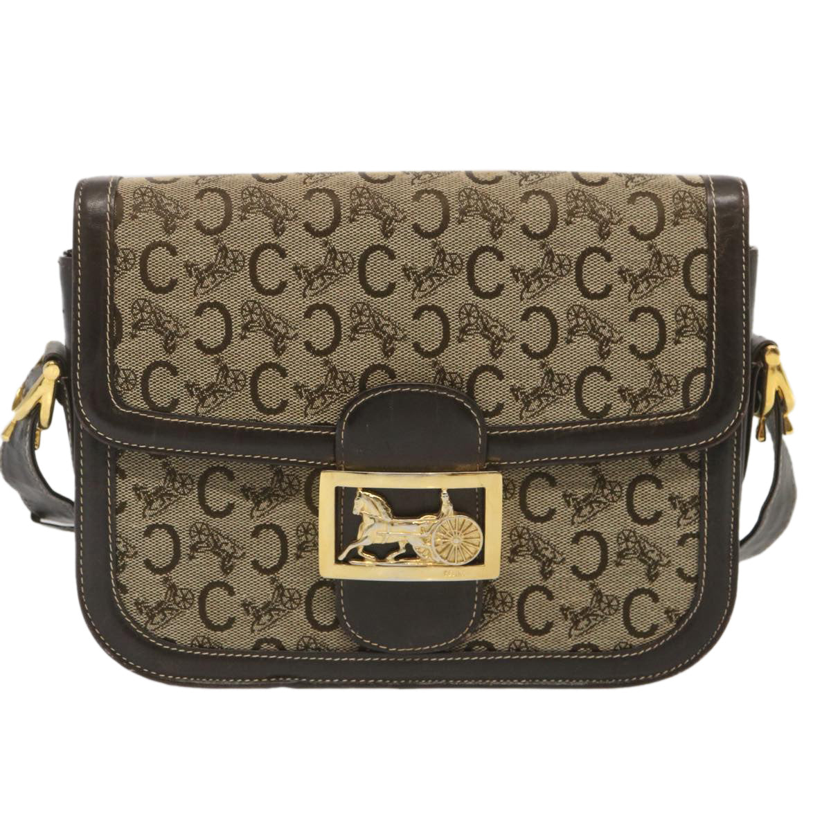 Luxury C Macadam Shoulder Bag Canvas Beige