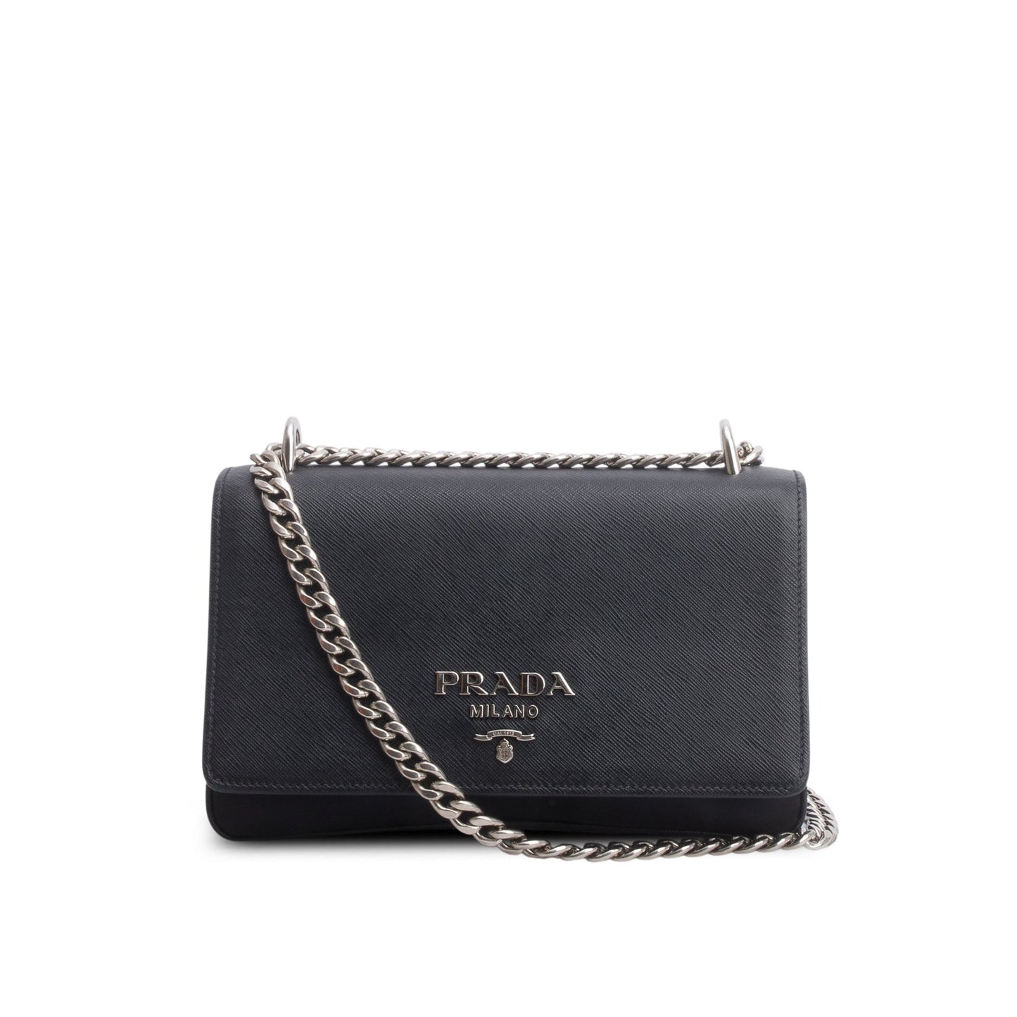 Prada Saffiano Lux Tessuto Flap Crossbody Bag Nylon Black