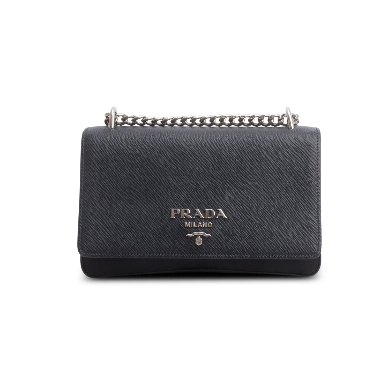 Prada Saffiano Lux Tessuto Flap Crossbody Bag Nylon Black