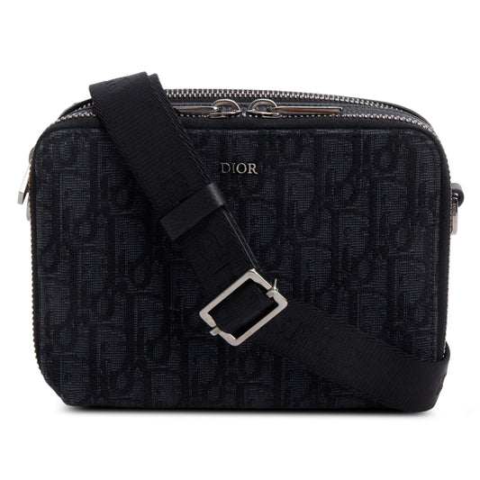 Dior Christian Oblique Jacquard Zipped Pouch Handbag Black Travel Bag