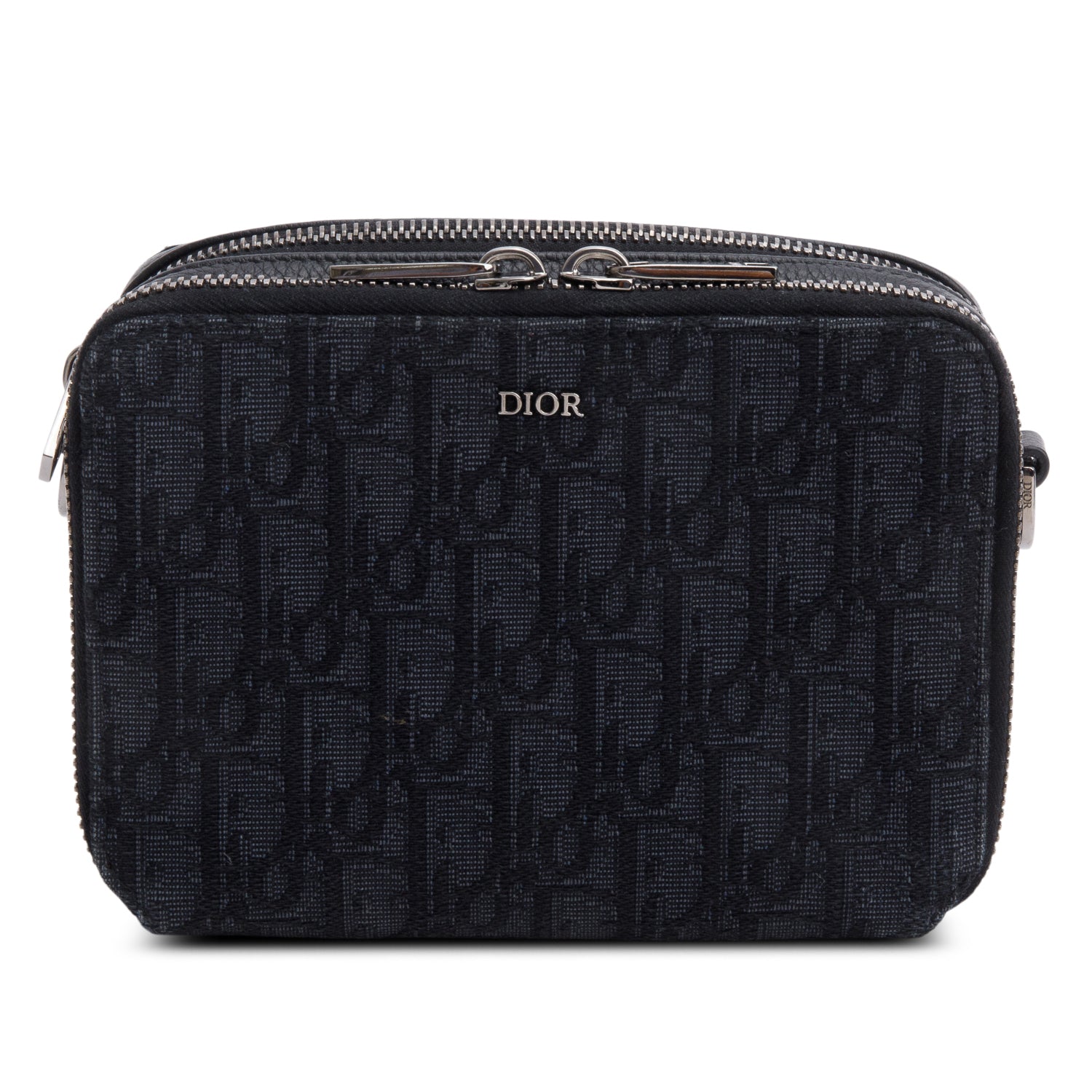 Dior Christian Oblique Jacquard Zipped Pouch Handbag Black Travel Bag