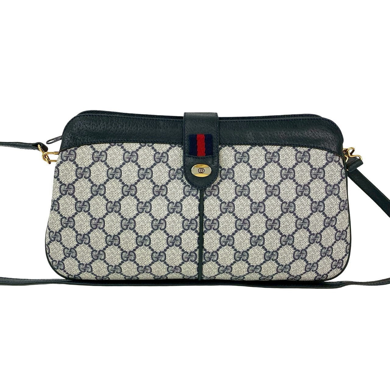Gucci Sherry line Leather Navy Shoulder Bag 9
