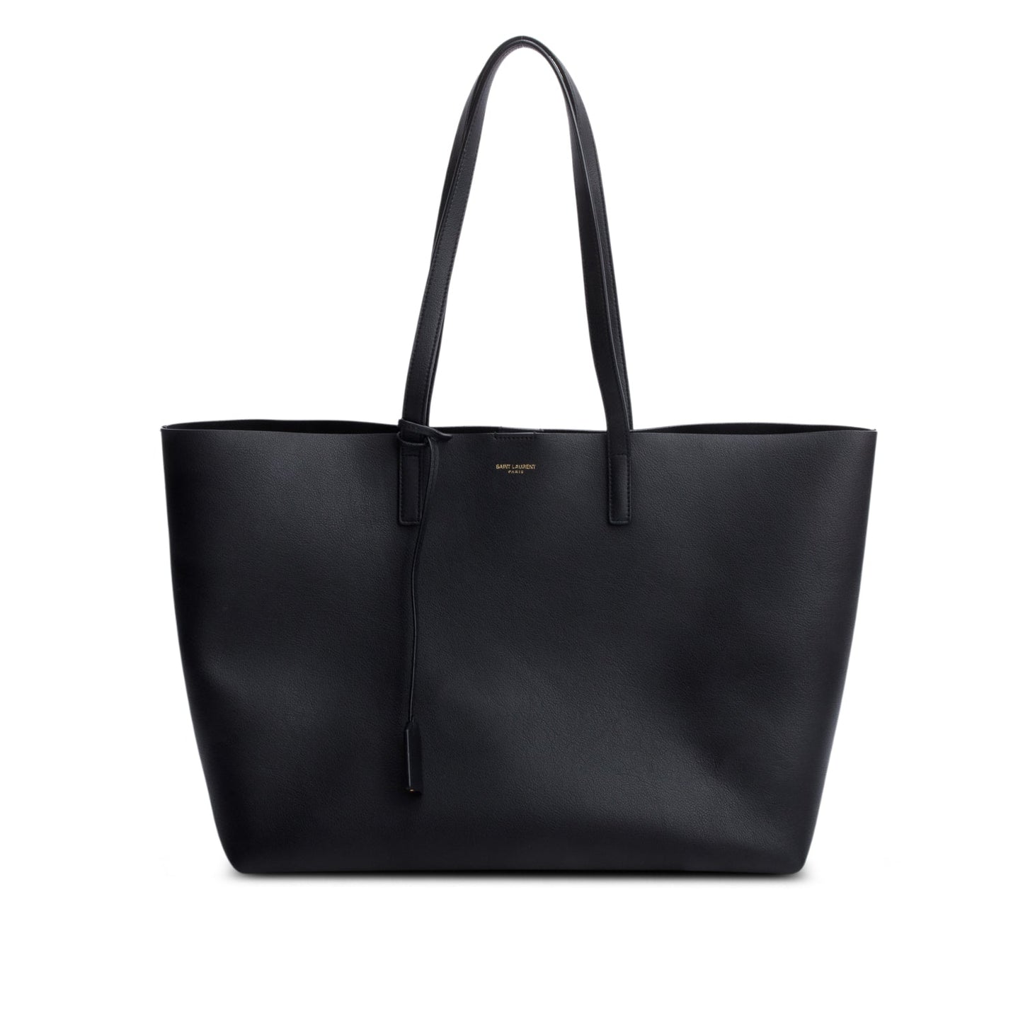 YSL Saint Laurent E W Shopping Tote Leather Black Tote Bag Box 69335
