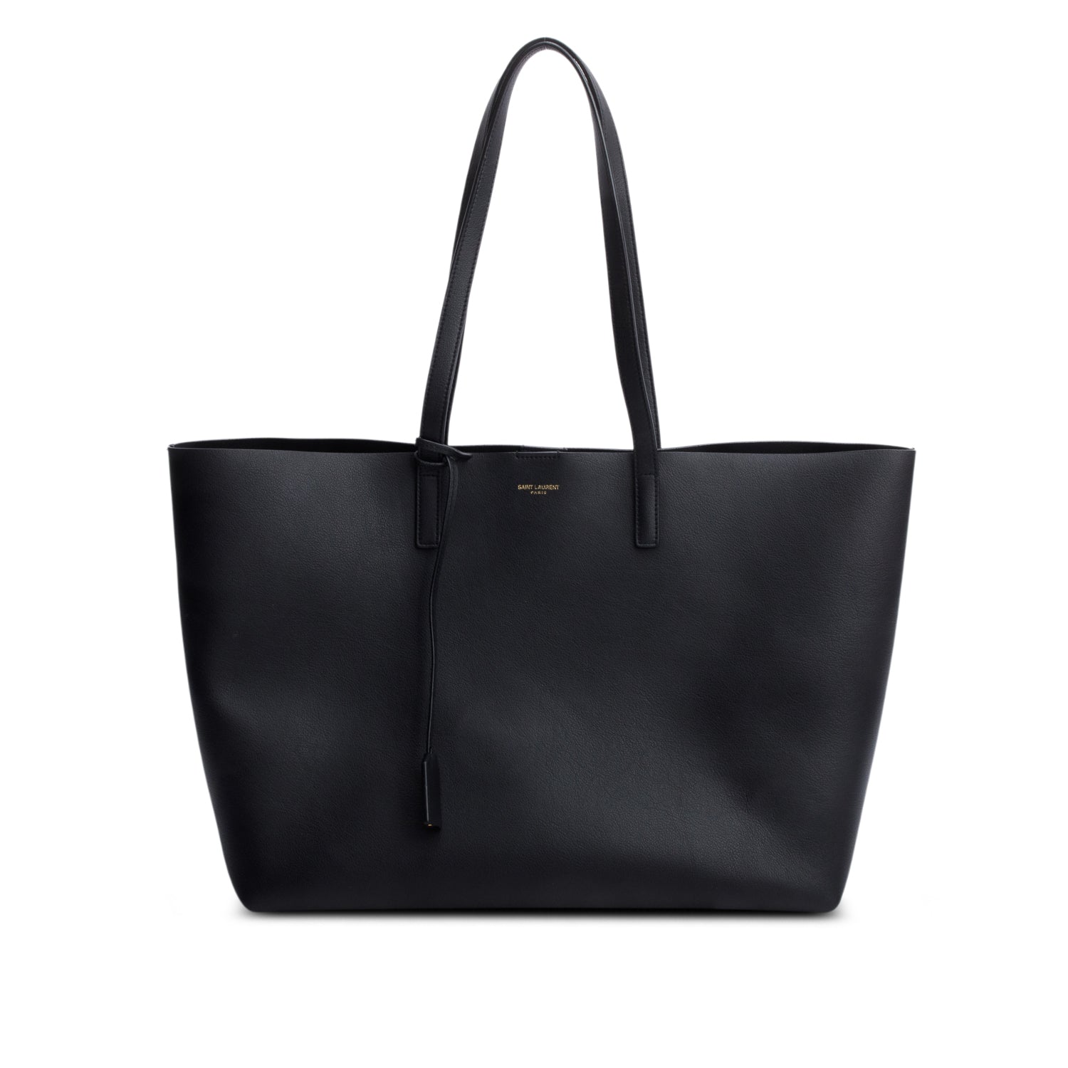 YSL Saint Laurent E W Shopping Tote Leather Black Tote Bag Box 69335
