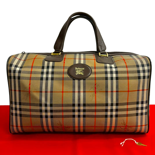 Burberry Boston Duffel Bag Canvas Brown Travel Bag