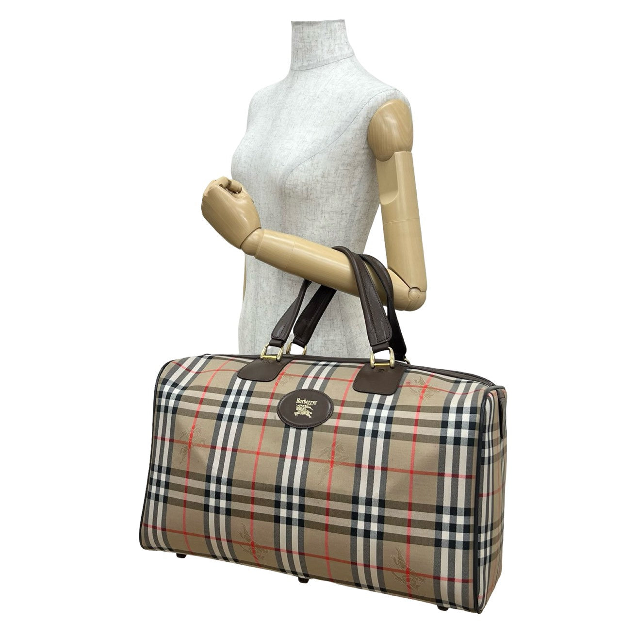 Burberry Boston Duffel Bag Canvas Brown Travel Bag