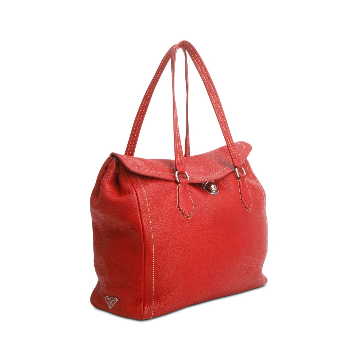 Prada Vitello Daino Easy Tote Bag Red
