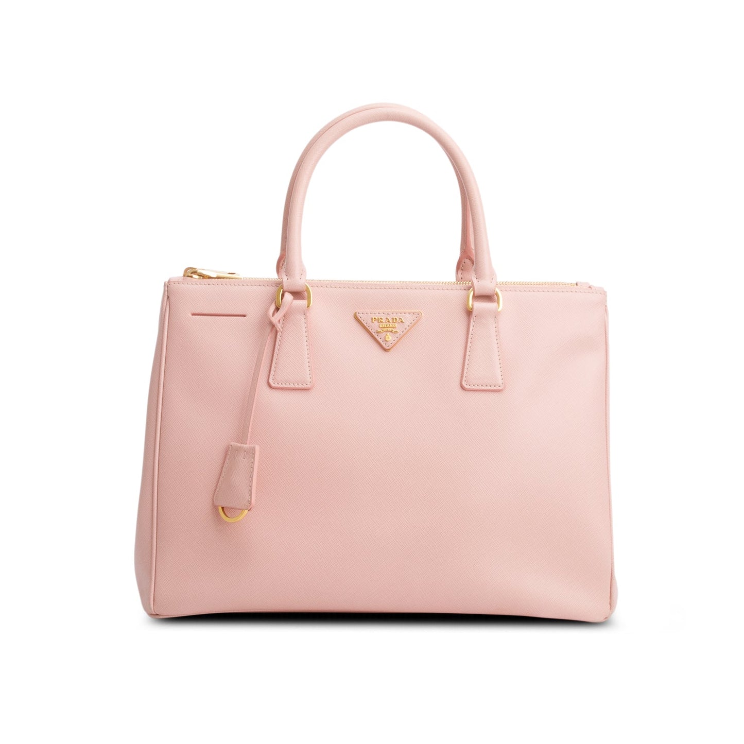 Prada Saffiano Lux Double Zip Galleria Tote Handbag Pink Medium Tote Bag