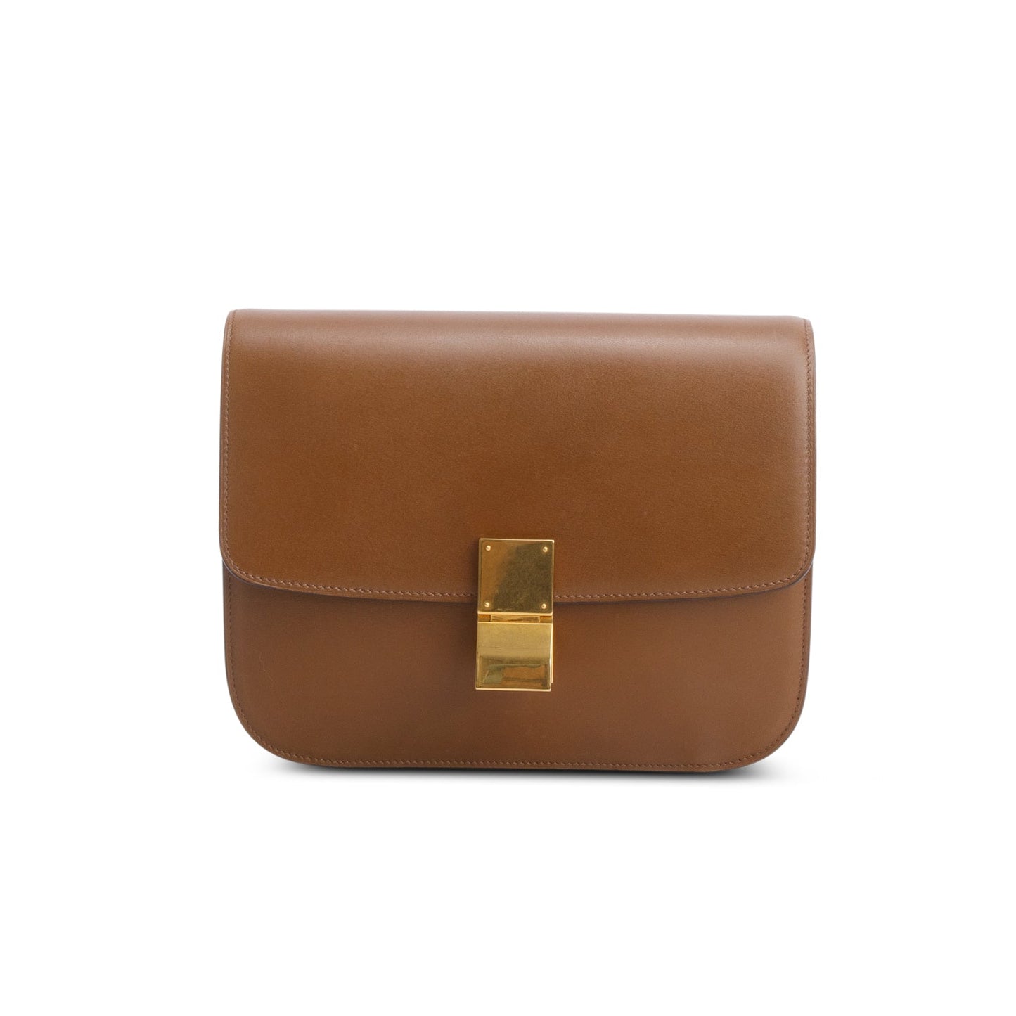 Celine Box Calfskin Classic Box Bag Brown Medium Travel Bag