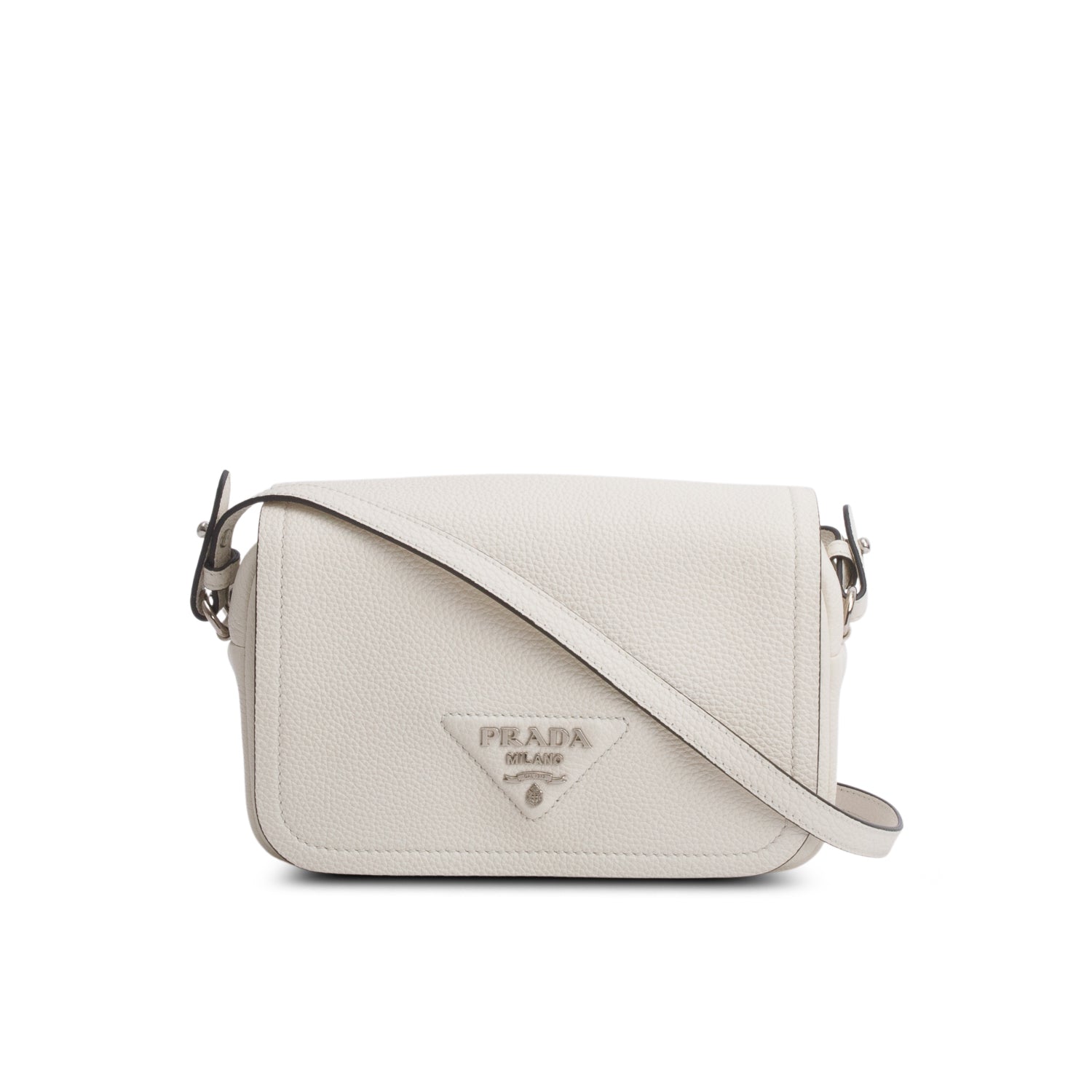 Prada Vitello Daino Crossbody Bag Cream Logo