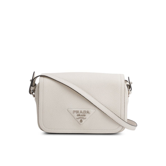 Prada Vitello Daino Crossbody Bag Cream Logo