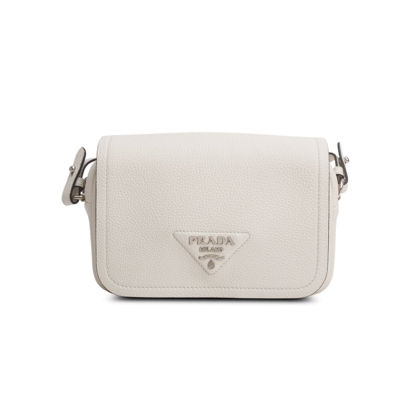 Prada Vitello Daino Crossbody Bag Cream Logo
