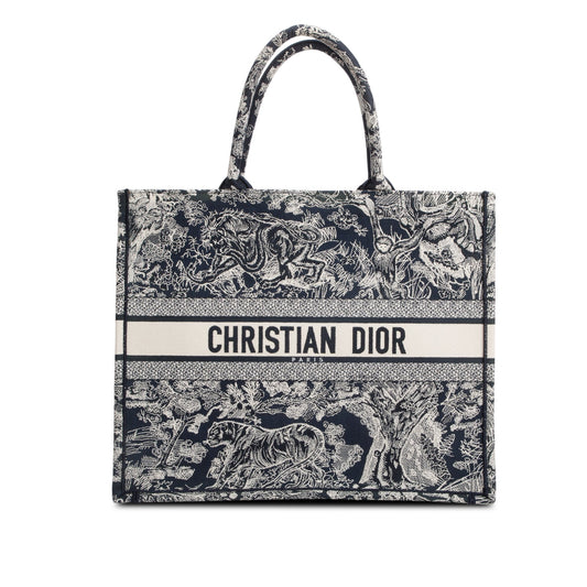 Dior Christian Embroidered iviera Toile De Jouy Reverse Canvas Tote Bag