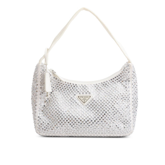 Prada Crystal Re Edition Bag Satin White Travel Bag